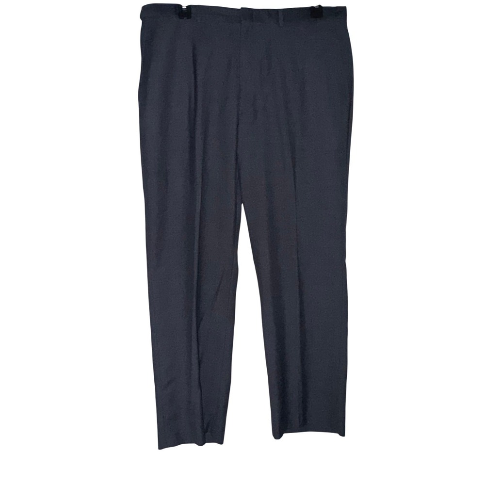 Haggar Mens 38x30‎ Dark Gray Pleated Dress Pants Polyester Rayon Blend